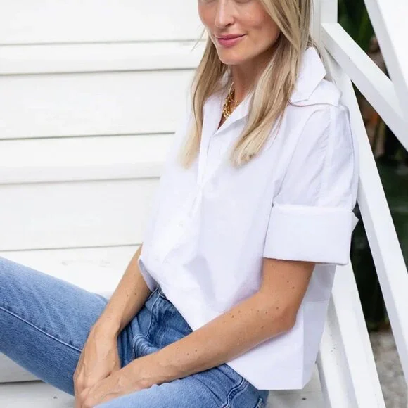 Julia Amory Antibes Shirt White S French Cuff Button Down Sold Out - Picture 2 of 6